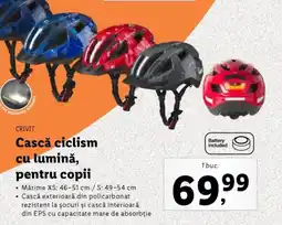 Lidl CRIVIT Cască ciclism cu lumină, pentru copii Ofertă