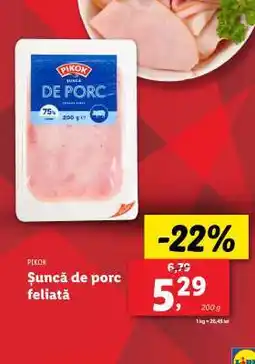 Lidl Șuncă de porc feliată Ofertă