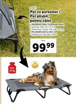 Lidl Pat cu parasolar / Pat pliabil, pentru câini Ofertă