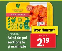 Lidl LA PROVINCIA Aripi de pui secţionate şi marinate Ofertă