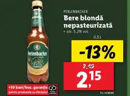 Lidl PERLENBACHER Bere blondǎ nepasteurizată Ofertă