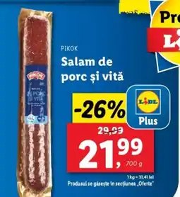 Lidl PIKOK Salam de porc si vita Ofertă