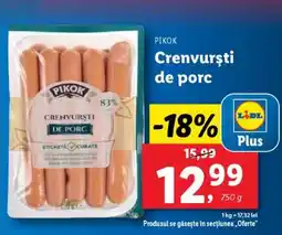Lidl Crenvurști de porc Ofertă