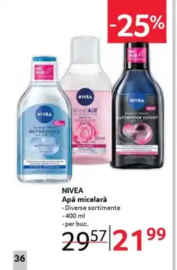 Selgros NIVEA Apǎ micelarǎ Ofertă