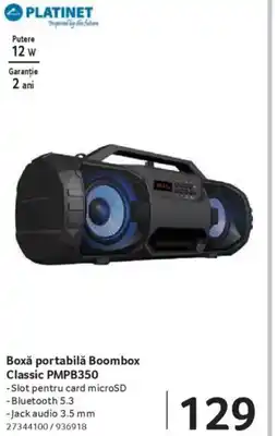 Selgros PLATINET Boxǎ portabilă Boombox Classic PMPB350 Ofertă
