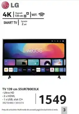 Selgros LG TV 139 cm 55UR78003LK Ofertă