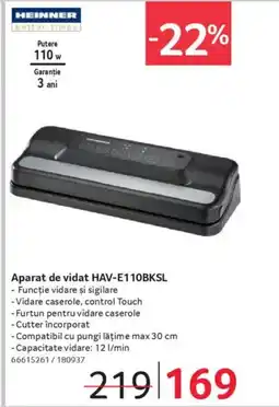 Selgros HEINNER Aparat de vidat HAV-E110BKSL Ofertă