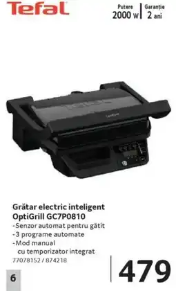 Selgros Tefal Grătar electric inteligent OptiGrill GC7P0810 Ofertă