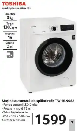 Selgros TOSHIBA Maşină automată de spălat rufe TW-BL90S2 Ofertă