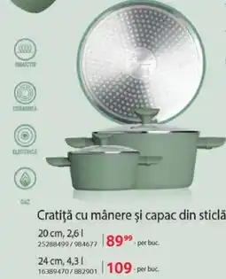 Selgros Cratiţă cu mânere şi capac din sticlă Ofertă