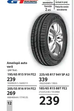 Selgros Anvelopǎ auto vară Ofertă