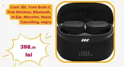Casti JBL Tune Buds 2, True Wireless, Bluetooth, In-Ear, Microfon, Noise Cancelling, negru