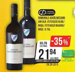 Mega Image Domeniile kogălniceanu vin alb, fetească albă/ roşu, fetească neagră/ rose Ofertă