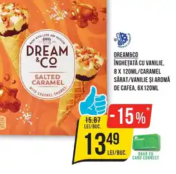 Mega Image Dream&co înghețată cu vanilie,/caramel sărat/vanilie şi aromă de cafea Ofertă