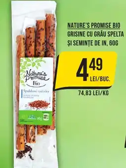 Mega Image Nature's promise bio grisine cu grâu spelta și seminţe de in Ofertă