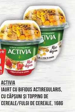 Mega Image Activia iaurt cu bifidus actiregularis, cu căpşuni și topping de cereale/fulgi de cereale Ofertă