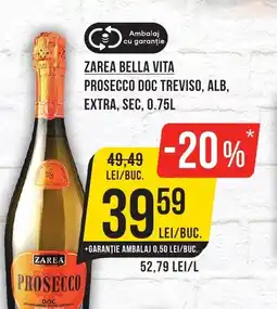 Mega Image Zarea bella vita prosecco doc treviso, alb, extra, sec Ofertă