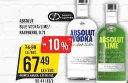 Absolut blue vodka/lime/ raspberri