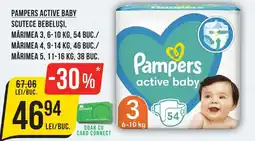 Mega Image Pampers active baby scutece bebeluși Ofertă