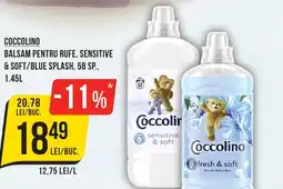 Mega Image Coccolino balsam pentru rufe, sensitive & soft/blue splash, 58 sp., Ofertă
