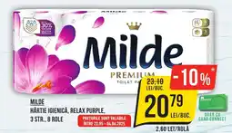 Mega Image Milde hârtie igienică, relax purple, 3 str. Ofertă
