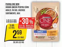 Mega Image Purina one mini hrană umedă pentru câini adulti, în sos Ofertă