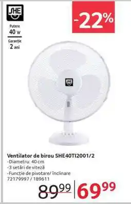 Selgros Ventilator de birou SHE40TI2001/2 Ofertă