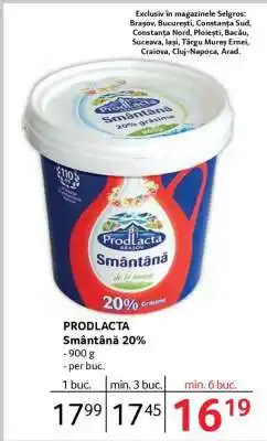 Selgros PRODLACTA Smântână 20% Ofertă