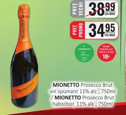 CBA MIONETTO Prosecco Brut vin spumant 11% alc. Ofertă