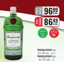CBA TANQUERAY gin 43.1% alc. Ofertă