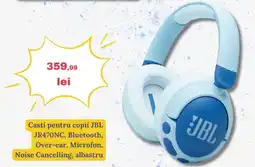 Media Galaxy Casti pentru copii JBL JR470NC, Bluetooth, Over-ear, Microfon, Noise Cancelling, albastru Ofertă
