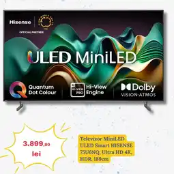 Televizor MiniLED ULED Smart HISENSE 75U6NQ, Ultra HD 4K, HDR, 189cm