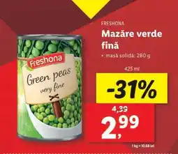 Lidl Freshona Mazăre verde fină Ofertă