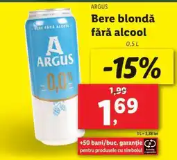 Lidl Bere blondă fără alcool ARGUS Ofertă