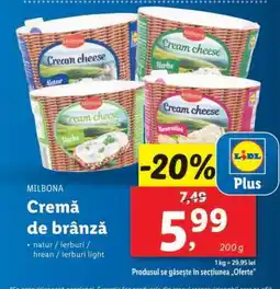 Lidl Milbona Cremă de brânză Ofertă