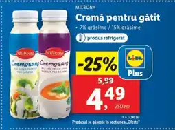 Lidl MILBONA Cremă pentru gătit Ofertă