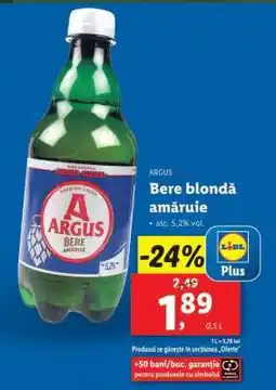 Lidl ARGUS Bere blondă amăruie Ofertă
