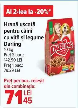 Hrană uscată pentru câini cu vită și legume Darling