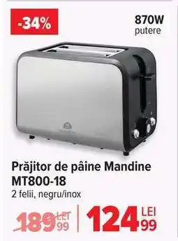 Carrefour Prăjitor de pâine Mandine MT800-18 Ofertă