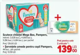 Carrefour Scutece chiloțel Mega Box Pampers + Șervețele umede pentru copii Pampers Ofertă