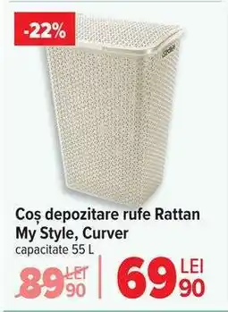 Carrefour Coș depozitare rufe, Rattan My Style, Curver Ofertă