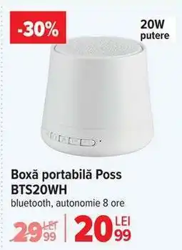 Carrefour Boxă portabilă Poss BTS20WH Ofertă
