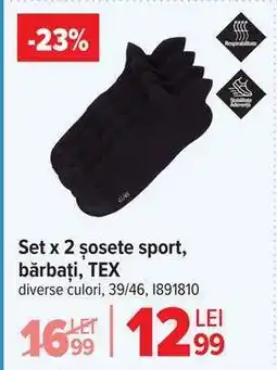 Carrefour Set x 2 șosete sport bărbați, TEX Ofertă