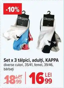 Carrefour Set x 3 tălpici, adulți, KAPPA Ofertă