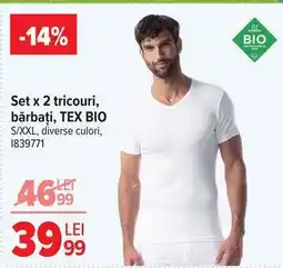 Carrefour Set x 2 tricouri bărbați, TEX BIO Ofertă