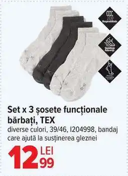 Carrefour Set x 3 șosete funcționale bărbați, TEX Ofertă