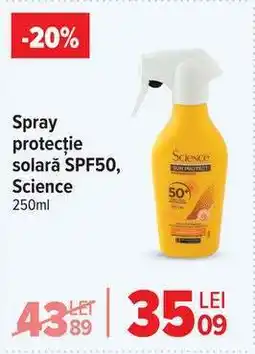 Carrefour Spray protecție solară SPF50, Science Ofertă