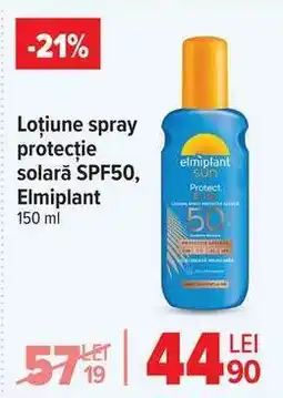 Carrefour Loțiune spray protecție solară SPF50, Elmiplant Ofertă
