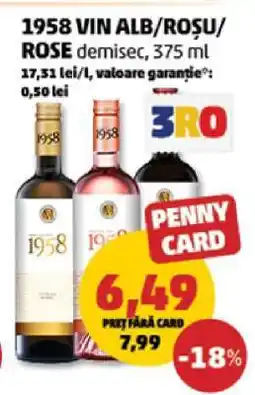 Penny 1958 VIN ALB / ROȘU / ROSE demisec, 375 ml Ofertă