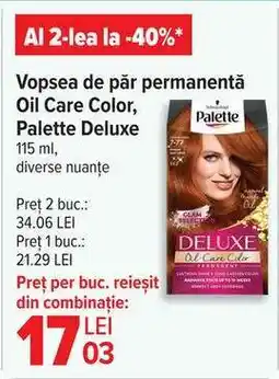 Carrefour Vopsea de păr permanentă Oil Care Color, Palette Deluxe Ofertă